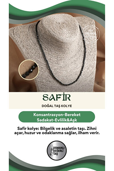 OSMANLI DEĞERLİ TAŞ Sertifikalı Safir Doğal Taş Kolye