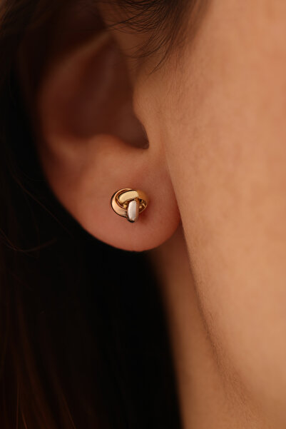 YAVUZ KUYUMCULUK Altın Düğüm Top Küpe Üç Renk