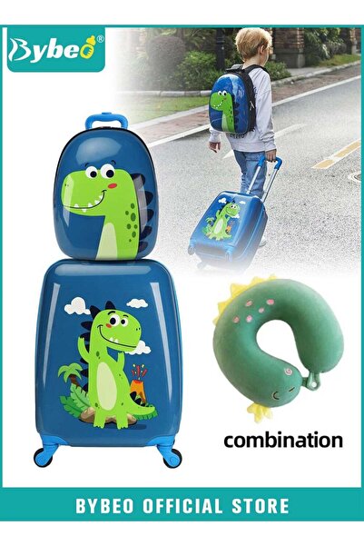 BYBEO مجموعة حقائب سفر للأطفال، 3 قطع، حقيبة سفر للأطفال مقاس 18 بوصة، حقائب سفر بعجلات برسومات كرتونية، حقيبة عربة للأطفال
