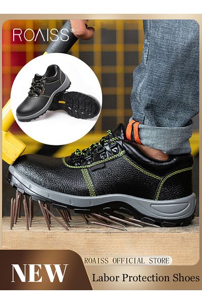 ROAISS Anti-Smash Safety Shoes for Men Lightweight Steel Round Toe Sneakers