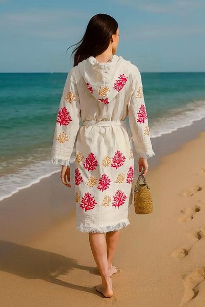 Batu Tasarım Cotton Muslin Printed Bathrobe Kimono