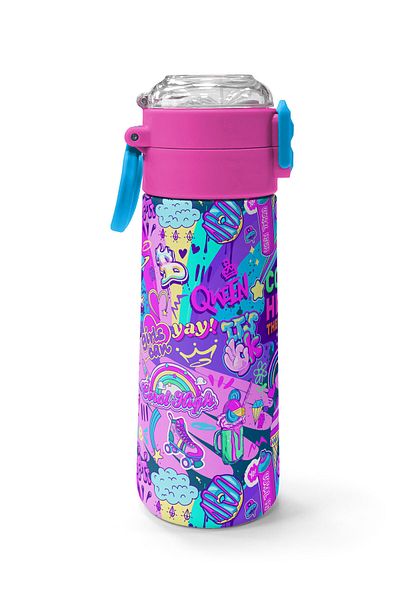 Coral High Kids Graffiti Patterned Steel Thermos with Straw and Direct Drinking 500 ml 31961