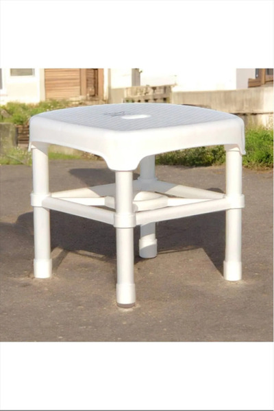 Masaf Home Kaymaz Beyaz Yuvarlak Banyo Taburesi 30x28