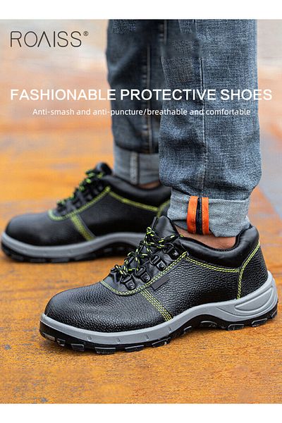 ROAISS Anti-Smash Safety Shoes for Men Lightweight Steel Round Toe Sneakers