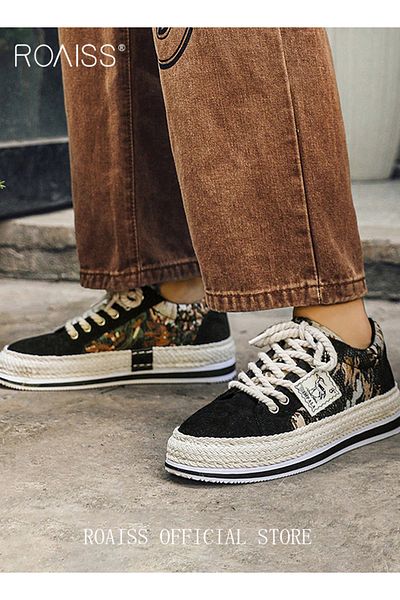 ROAISS New Men Lace up Front Colorblock Sneakers Sport Outdoor Canvas Skate Shoes INS Trendy Casual Lightwe