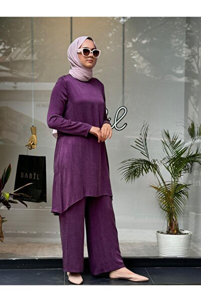 Almarwah Black Basic İpek Kadın Tunik Mürdüm