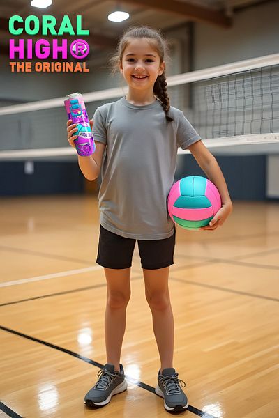 Coral High Kids Pink Purple Volleyball Patterned Straw and Direct Drinking Steel Thermos 500 ml 31962