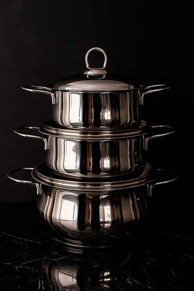 DOWRY STİL Viva Steel 6 Piece Steel Pot Set with Lid 14-16-18 cm Induction Base