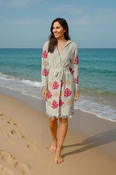 Batu Tasarım Cotton Muslin Printed Bathrobe Kimono