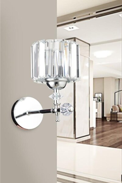 İstanbul Avize Y-10 كابو زجاجي مرصع بالكريستال - شمعدان فضي E27 1