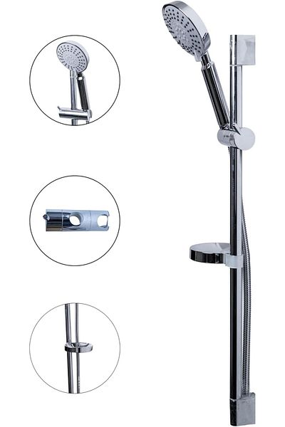 Reef Modern Shower Head System – Adjustable Slide Bar, Multi-Function Sprayer, Chrome Finish with