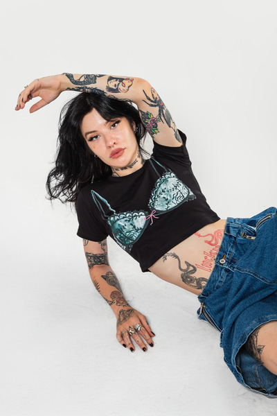 Bak Moda Бандо-бікіні з принтом, чорний кроп-топ