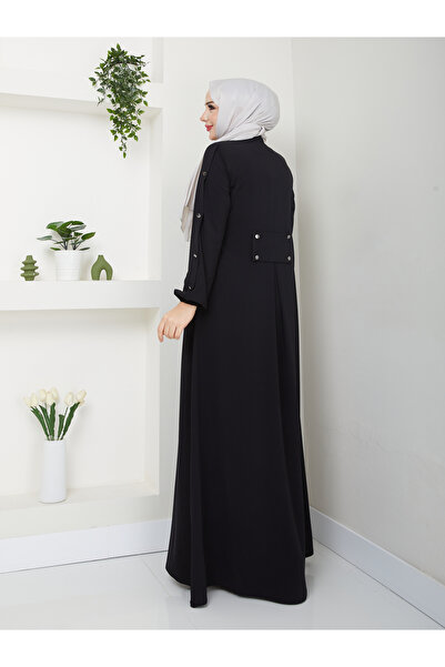 MODA ESRE FASHION Tesettür Giyim Medine Ipeği Kumaş Mevlana Ferace Siyah