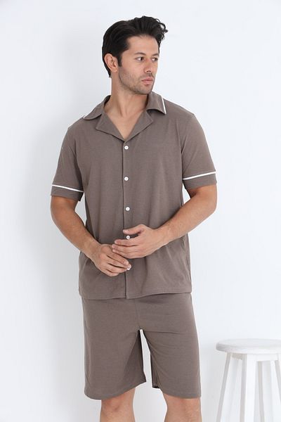 ELİTOL Men's Short Sleeve Button Shorts Suit