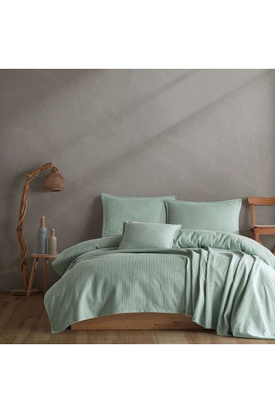 Lief Home 100% Cotton Knitted Patterned Multi-Purpose Bedspread| 220x230