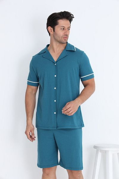ELİTOL Men's Short Sleeve Button Shorts Suit
