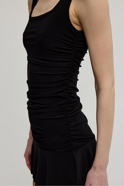 TUBİA Women's Black Thick Strap Dress with Shirring Detail on the Sides