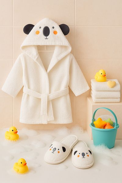 Bebitof Koala Patterned Baby Bathrobe