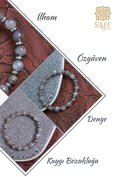 Saff Doğal Taş Certified Labradorite & Hematite Natural Stone Bracelet