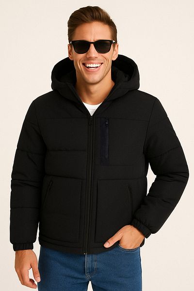 Jack & Jones Men's Hooded Zippered Puffer Coat - Otto