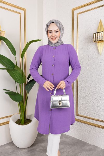 PARAMUN Women's Buttoned Straight Collar Tunic