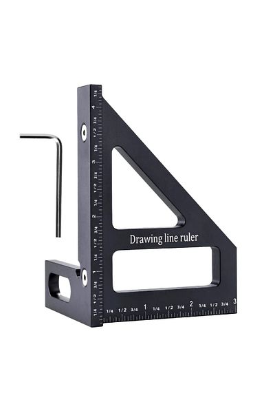 Choice Black Inch 3D Multi-Angle Miter Triangle Ruler,45/90 Degree Aluminum Woodworking Square Protractor,H