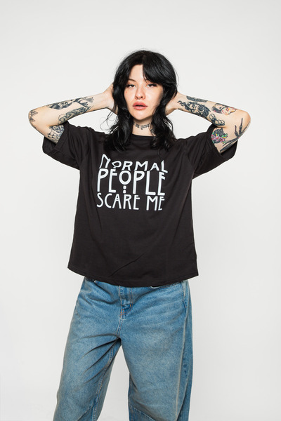 CİNEMA MODA Oamenii obișnuiți mă sperie Imprimat Confortabil Fit 30/1 Tricou ...