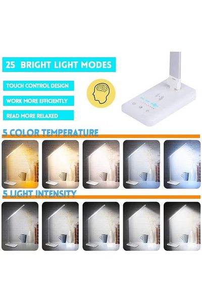 COOYA Foldable LED desk lamp,52 lamp beads,USB interface,wireless fast charging,5-speed adjustment,white