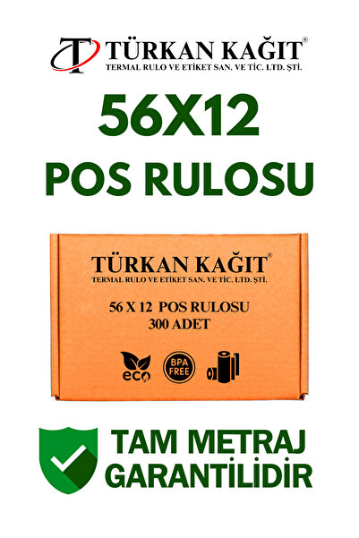 RULORULO 56x12 Termal Rulo - Yazarkasa Pos Rulosu 30 Paket 300 Adet