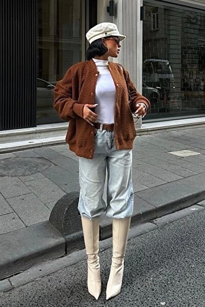 THE VOLER Бомбър яке с подплата от къдрава кожа 6120