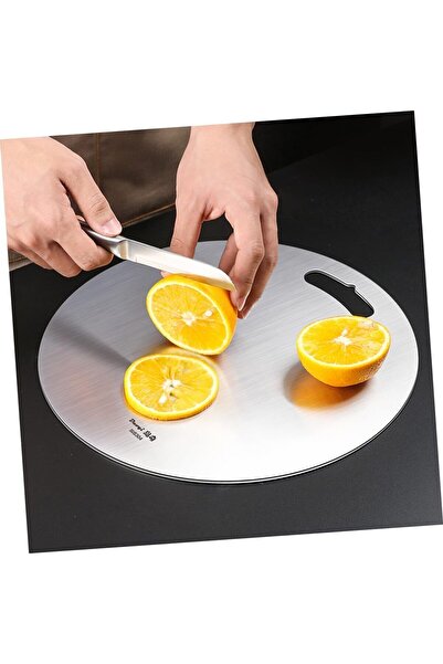 woodhub Round Stainless Steel Cutting Board - Anthracite Color - Durable and Hygienic Kitchen Utensil