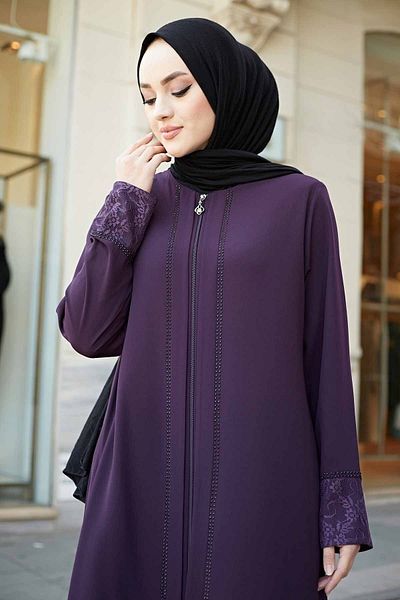 ISTANBUL STYLES Μανίκια μεγάλου μεγέθους Δαντέλα Γυναικεία μανίκια Ferace Λεπτομερή κοσμήματα λέιζερ από ύφασμα κρεπ Ferace