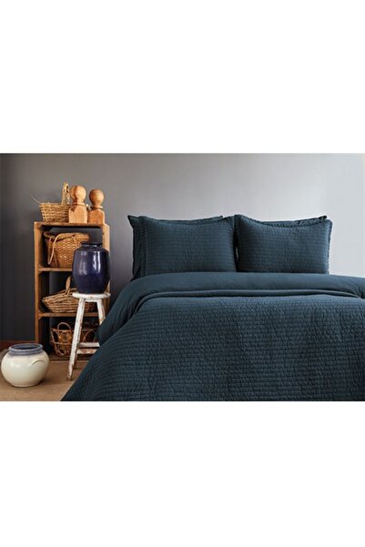 İssimo İssimo Savanna Navy Blue Washed 100% Cotton Poplin Bedspread 240*260 cm