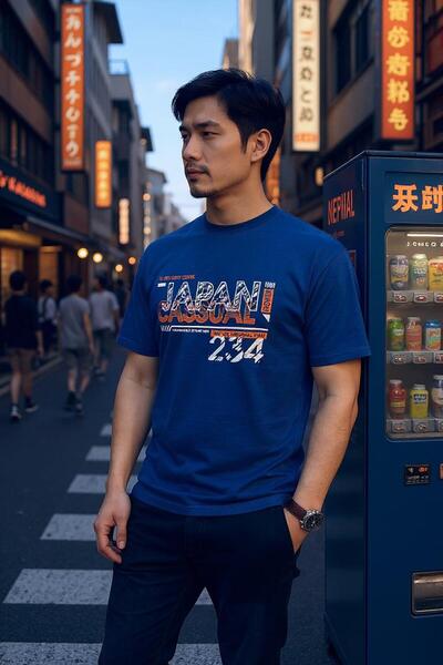 Tex Republic Синя чоловіча бавовняна футболка - цифровий принт