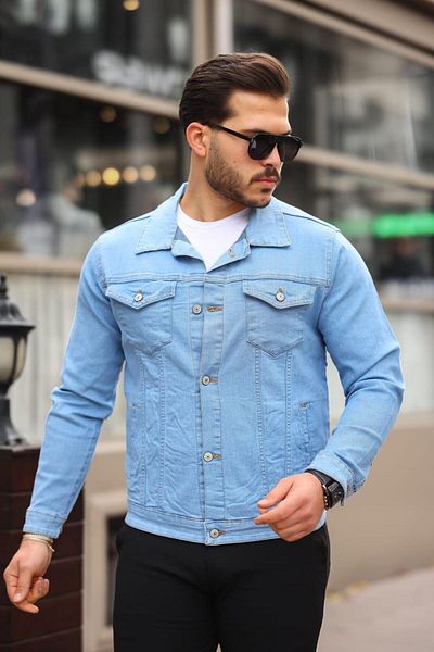 Pobudo Ice Blue Vintage Men's Denim Jacket