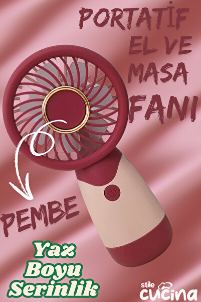 Stile Cucina Şarjlı Mini El Fanı Ve Masa Fanı Soğutucu Pervane Taşınabilir US...
