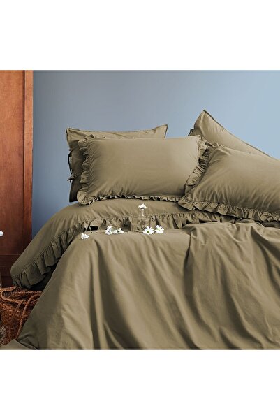 İssimo Home İssimo Frill Yıkanmış %100 Pamuk Poplin Çift Kişilik Nevresim Tak...