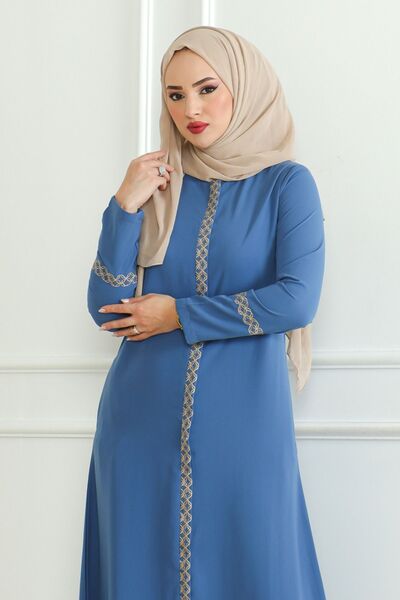 ISTANBUL STYLES Крепова тканина з вишивкою на блискавці Abaya