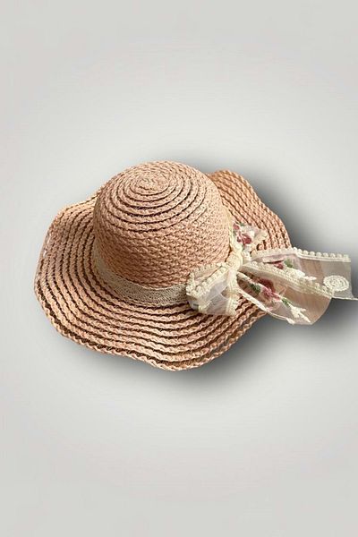 wakawakakidsstore Straw Children's Hat with Lace Ribbon Detail (2-8 Years)