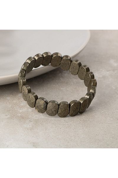 OSMANLI DOĞAL TAŞ Pyrite Natural Stone Wide Cut Bracelet