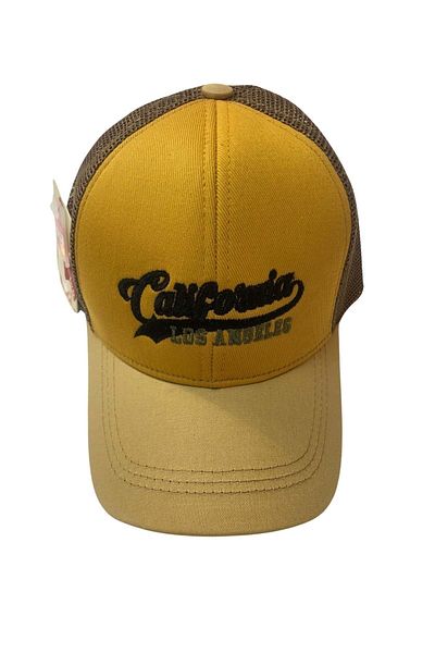wakawakakidsstore California Los Angeles" Written Beige Brown Mesh Children's Hat