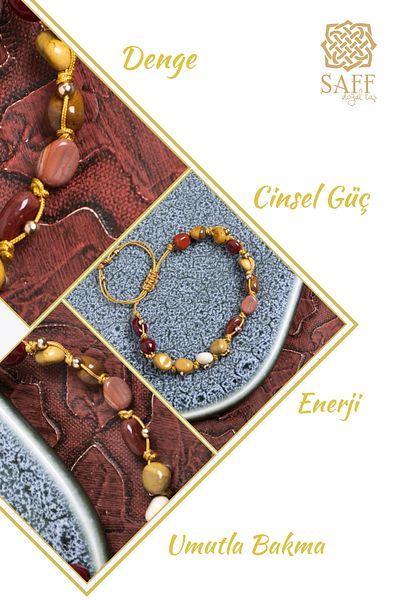 Saff Doğal Taş Certified Jasper Natural Stone Macrame Bracelet