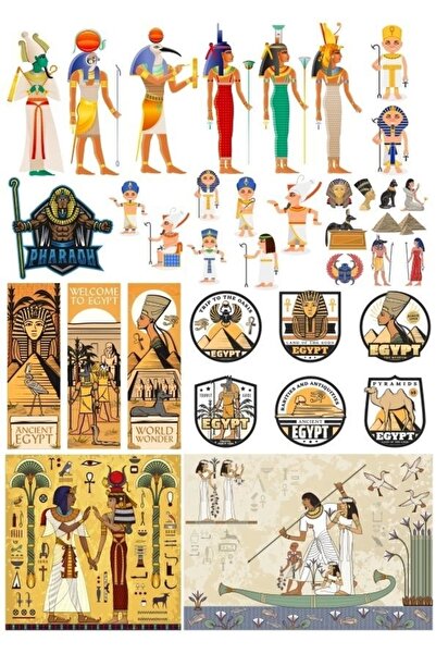Reysa Tasarım Mısır Temalı Sticker Set-5 17 Parça Telefon, Tablet, Defter, La...