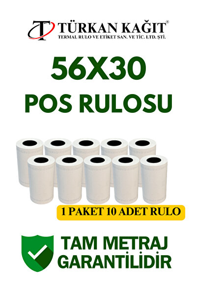 RULORULO 56x30 Termal Rulo - Yazarkasa Pos Rulosu 10 Paket 100 Adet