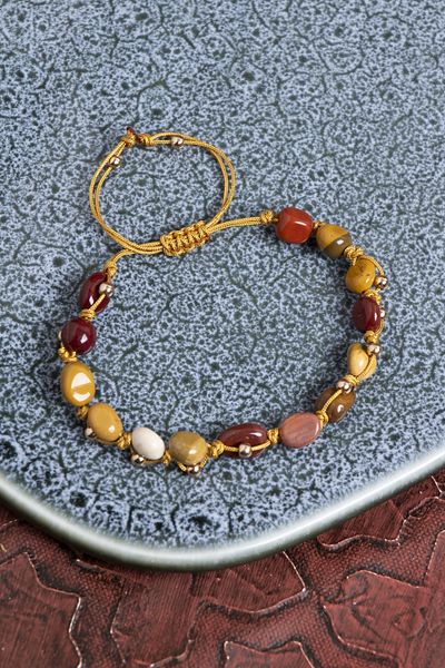 Saff Doğal Taş Certified Jasper Natural Stone Macrame Bracelet