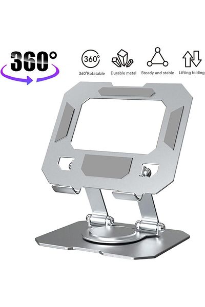 Fibaks Table Top Metal Tablet Phone iPad Stand Horizontal Vertical 2 Stage Adjustable Aluminum Riser