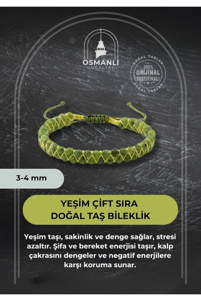 OSMANLI DOĞAL TAŞ Yeşim 3-4mm Çift Sıra Doğal Taş Bileklik