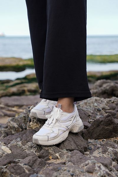 Marjin Damen Sneaker Dicke Sohle Schnürer Mehrteilige Sneakers Asvora Grau