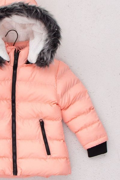 wakawakakidsstore Girl's Coat with Fleece Inside and Removable Hood Pocket - Rose - Age 2