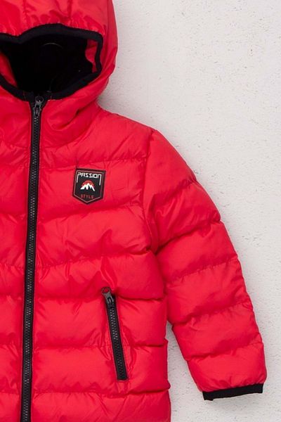 wakawakakidsstore Fleece Inside Hooded Zipper Closure Boy's Coat - Red - Age 2